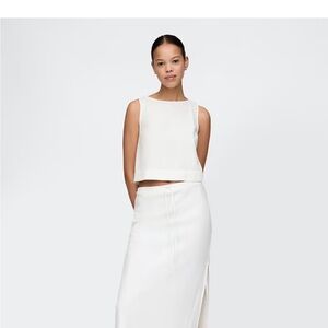 Gap Elegant White Maxi Linen Skirt